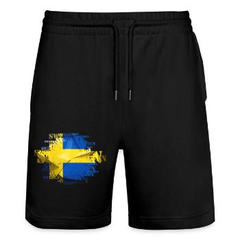 Suède Suède drapeau national norden skandinavia - Short de jogging bio TRAINER Stanley/Stella unisexe - noir - Devant - Nik (191cm) & Marisol (170cm)