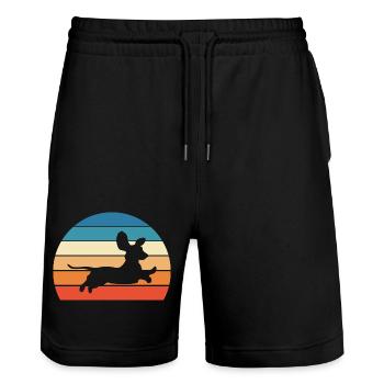 Teckel Chien Rétro - Short de jogging bio TRAINER Stanley/Stella unisexe - noir - Devant - Nik (191cm) & Marisol (170cm)