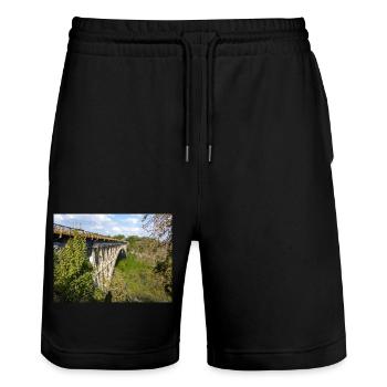 Victoria Falls Bridge near the Victoria Falls - Stanley/Stella Trainer Unisex Organic Jogging Shorts - black - Front - Nik (191cm) & Marisol (170cm)