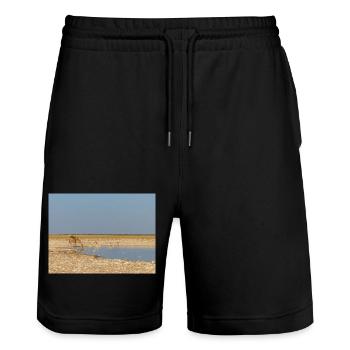 giraffe and Landscape in a Etosha National Park - Stanley/Stella Trainer Unisex Organic Jogging Shorts - black - Front - Nik (191cm) & Marisol (170cm)