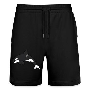 Meerestiere - Stanley/Stella Unisex Bio Joggingshorts Trainer  - Schwarz - Vorne - Nik (191cm) & Marisol (170cm)
