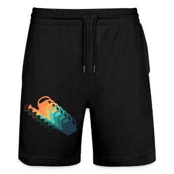 Vintage-Bewässerung - Stanley/Stella Unisex Bio Joggingshorts Trainer  - Schwarz - Vorne - Nik (191cm) & Marisol (170cm)