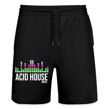 Acid house music - Stanley/Stella Trainer Unisex Organic Jogging Shorts - black - Front - Nik (191cm) & Marisol (170cm)