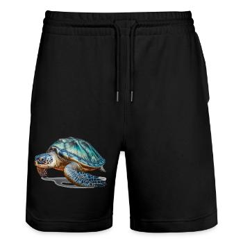 Les tortues marines sont des animaux majestueux - Short de jogging bio TRAINER Stanley/Stella unisexe - noir - Devant - Nik (191cm) & Marisol (170cm)
