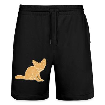 "Fennek", Boho Line Art Design, Series "Desert" - Stanley/Stella Trainer Unisex Organic Jogging Shorts - black - Front - Nik (191cm) & Marisol (170cm)