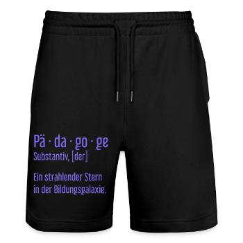 Pädagoge Pädagogen Schule Lehrer Unterricht - Stanley/Stella Unisex Bio Joggingshorts Trainer  - Schwarz - Vorne - Nik (191cm) & Marisol (170cm)
