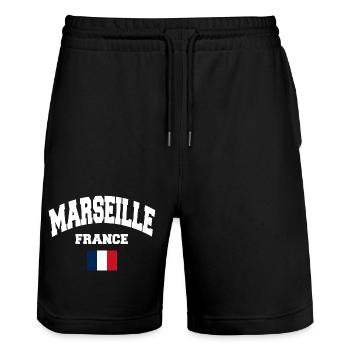 Marseille - Short de jogging bio TRAINER Stanley/Stella unisexe - noir - Devant - Nik (191cm) & Marisol (170cm)