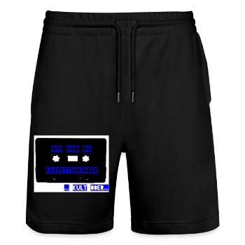 Wir sind die Kassettenkinder - blau - Stanley/Stella Unisex Bio Joggingshorts Trainer  - Schwarz - Vorne - Nik (191cm) & Marisol (170cm)