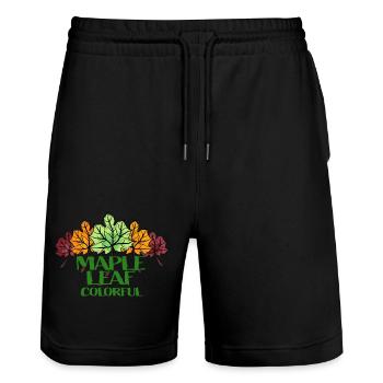 Maple Leaf Colorful - Stanley/Stella Trainer Unisex Organic Jogging Shorts - black - Front - Nik (191cm) & Marisol (170cm)