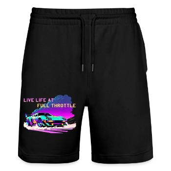 Full throttle - Stanley/Stella Trainer Unisex Organic Jogging Shorts - black - Front - Nik (191cm) & Marisol (170cm)