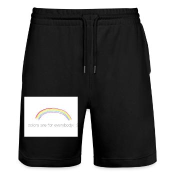 Rainbow - Stanley/Stella Unisex Bio Joggingshorts Trainer  - Schwarz - Vorne - Nik (191cm) & Marisol (170cm)