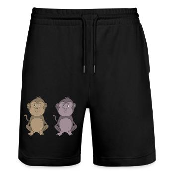 Monkey Brothers - Stanley/Stella Trainer Unisex Organic Jogging Shorts - black - Front - Nik (191cm) & Marisol (170cm)