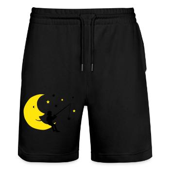 kind angelt sterne - Stanley/Stella Unisex Bio Joggingshorts Trainer  - Schwarz - Vorne - Nik (191cm) & Marisol (170cm)