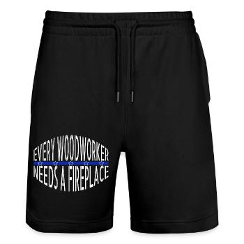 drôle de dictons plombier tronçonneuse les charpentiers - Short de jogging bio TRAINER Stanley/Stella unisexe - noir - Devant - Nik (191cm) & Marisol (170cm)