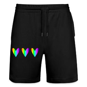 HERZ. HEILIGER VALENTINSTAG. Junggesellinnenabschied. ICH LIEBE DICH. ICH LIEBE DICH - Stanley/Stella Unisex Bio Joggingshorts Trainer  - Schwarz - Vorne - Nik (191cm) & Marisol (170cm)