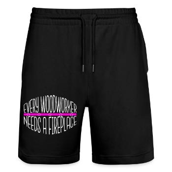 The Carpenters Chainsaw Grab Quote Humor - Stanley/Stella Trainer Unisex Organic Jogging Shorts - black - Front - Nik (191cm) & Marisol (170cm)