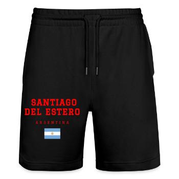 Santiago del Estero Argentinien - Stanley/Stella Unisex Bio Joggingshorts Trainer  - Schwarz - Vorne - Nik (191cm) & Marisol (170cm)