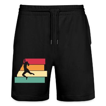 Klettern Felsklettern Vintage Berge - Stanley/Stella Unisex Bio Joggingshorts Trainer  - Schwarz - Vorne - Nik (191cm) & Marisol (170cm)