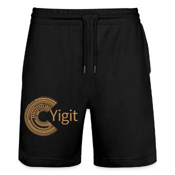 Für Yigit - Stanley/Stella Unisex Bio Joggingshorts Trainer  - Schwarz - Vorne - Nik (191cm) & Marisol (170cm)