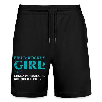 Field Hockey Girl Like A Normal Girl But Much Cool - Stanley/Stella Unisex Bio Joggingshorts Trainer  - Schwarz - Vorne - Nik (191cm) & Marisol (170cm)
