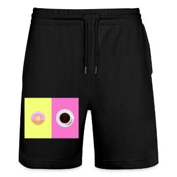 Donut & Coffee - Stanley/Stella Unisex Bio Joggingshorts Trainer  - Schwarz - Vorne - Nik (191cm) & Marisol (170cm)