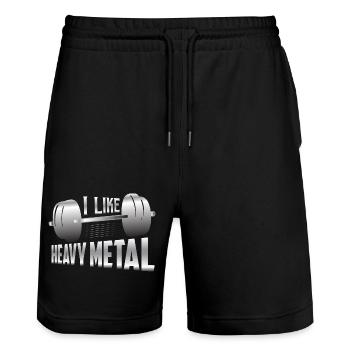 J’aime Heavy Metal Entraînement Entraînement Haltérophilie - Short de jogging bio TRAINER Stanley/Stella unisexe - noir - Devant - Nik (191cm) & Marisol (170cm)