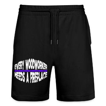 lumberjack birthday gift gift idea carpenter funny - Stanley/Stella Trainer Unisex Organic Jogging Shorts - black - Front - Nik (191cm) & Marisol (170cm)