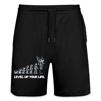 Verbessere dein Leben - Stanley/Stella Unisex Bio Joggingshorts Trainer  - Schwarz - Vorne - Nik (191cm) & Marisol (170cm)