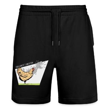 Funny Chicken with Dinosaur Shadow - They Haven't - Stanley/Stella Trainer Unisex Organic Jogging Shorts - black - Front - Nik (191cm) & Marisol (170cm)