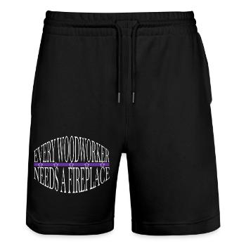 Mason Tools Present Carpenter Joke Lumber - Stanley/Stella Trainer Unisex Organic Jogging Shorts - black - Front - Nik (191cm) & Marisol (170cm)