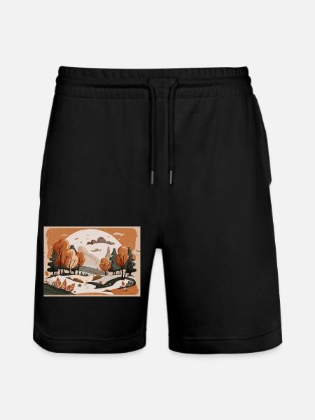 Flowing River (Fall Collection #3) - Stanley/Stella Trainer Unisex Organic Jogging Shorts - black