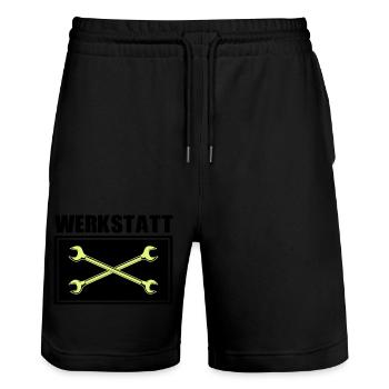 werkzeug werkstatt - Stanley/Stella Unisex Bio Joggingshorts Trainer  - Schwarz - Vorne - Nik (191cm) & Marisol (170cm)
