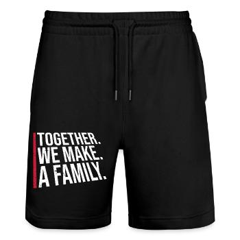 Together We Make A Family Family Love Saying - Stanley/Stella Trainer Unisex Organic Jogging Shorts - black - Front - Nik (191cm) & Marisol (170cm)