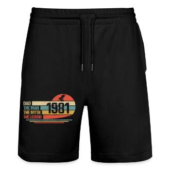 Bester Vater der Welt seit 1981 Vatertag - Stanley/Stella Unisex Bio Joggingshorts Trainer  - Schwarz - Vorne - Nik (191cm) & Marisol (170cm)