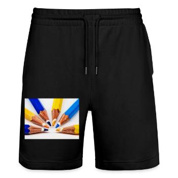 Crayons de couleur - Short de jogging bio TRAINER Stanley/Stella unisexe - noir - Devant - Nik (191cm) & Marisol (170cm)