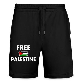 Free palestine - Short de jogging bio TRAINER Stanley/Stella unisexe - noir - Devant - Nik (191cm) & Marisol (170cm)