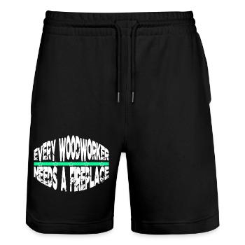 logging woodcutter carpenter funny tshirts jokes - Stanley/Stella Unisex Bio Joggingshorts Trainer  - Schwarz - Vorne - Nik (191cm) & Marisol (170cm)