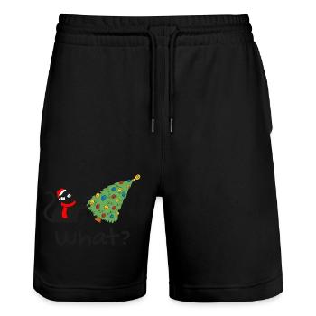 Drôle de chat noir poussant l’arbre de Noël sur le chat - Short de jogging bio TRAINER Stanley/Stella unisexe - noir - Devant - Nik (191cm) & Marisol (170cm)