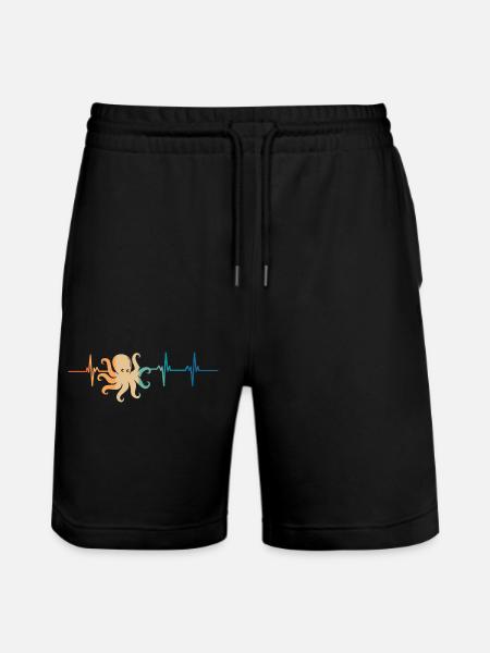 Heartbeat octopus - Stanley/Stella Trainer Unisex Organic Jogging Shorts - black