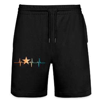 Battement de cœur étoile - Short de jogging bio TRAINER Stanley/Stella unisexe - noir - Devant - Nik (191cm) & Marisol (170cm)