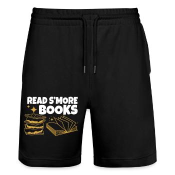 Read Smore Books Reading Squad Summer Camp - Stanley/Stella Trainer Unisex Organic Jogging Shorts - black - Front - Nik (191cm) & Marisol (170cm)