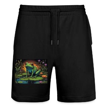 grenouille - Short de jogging bio TRAINER Stanley/Stella unisexe - noir - Devant - Nik (191cm) & Marisol (170cm)