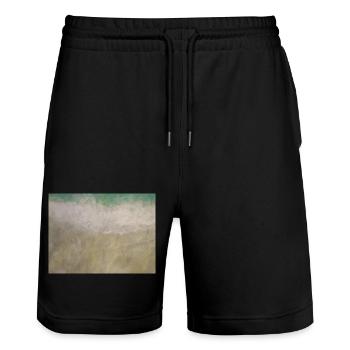 Welle trifft Strand - Stanley/Stella Unisex Bio Joggingshorts Trainer  - Schwarz - Vorne - Nik (191cm) & Marisol (170cm)