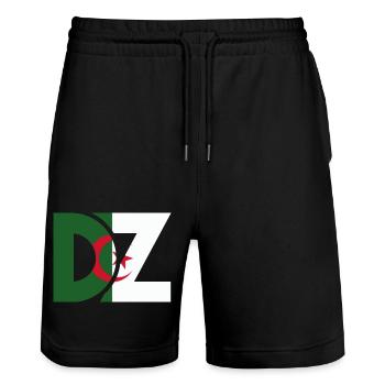 Algerian DZs - Algeria gift idea - Stanley/Stella Trainer Unisex Organic Jogging Shorts - black - Front - Nik (191cm) & Marisol (170cm)