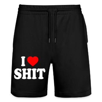 I love shit - Short de jogging bio TRAINER Stanley/Stella unisexe - noir - Devant - Nik (191cm) & Marisol (170cm)