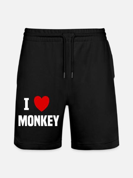I love Monkey - Stanley/Stella Trainer Unisex Organic Jogging Shorts - black