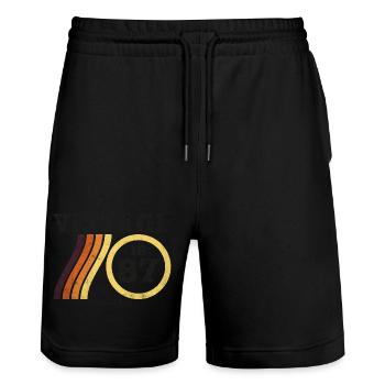Édition Limitée Retro Classic 37 ans - Short de jogging bio TRAINER Stanley/Stella unisexe - noir - Devant - Nik (191cm) & Marisol (170cm)