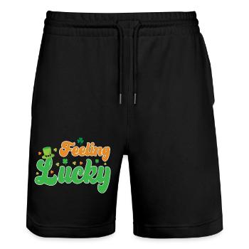 Feeling Lucky St. Patrick's Day - Stanley/Stella Trainer Unisex Organic Jogging Shorts - black - Front - Nik (191cm) & Marisol (170cm)