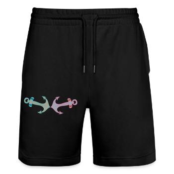 Ancre rétro Vintage Ahoy Seafarers Maritime - Short de jogging bio TRAINER Stanley/Stella unisexe - noir - Devant - Nik (191cm) & Marisol (170cm)