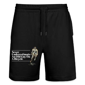 Never Underestimate An Old Guy on a Bicycle - Stanley/Stella Unisex Bio Joggingshorts Trainer  - Schwarz - Vorne - Nik (191cm) & Marisol (170cm)